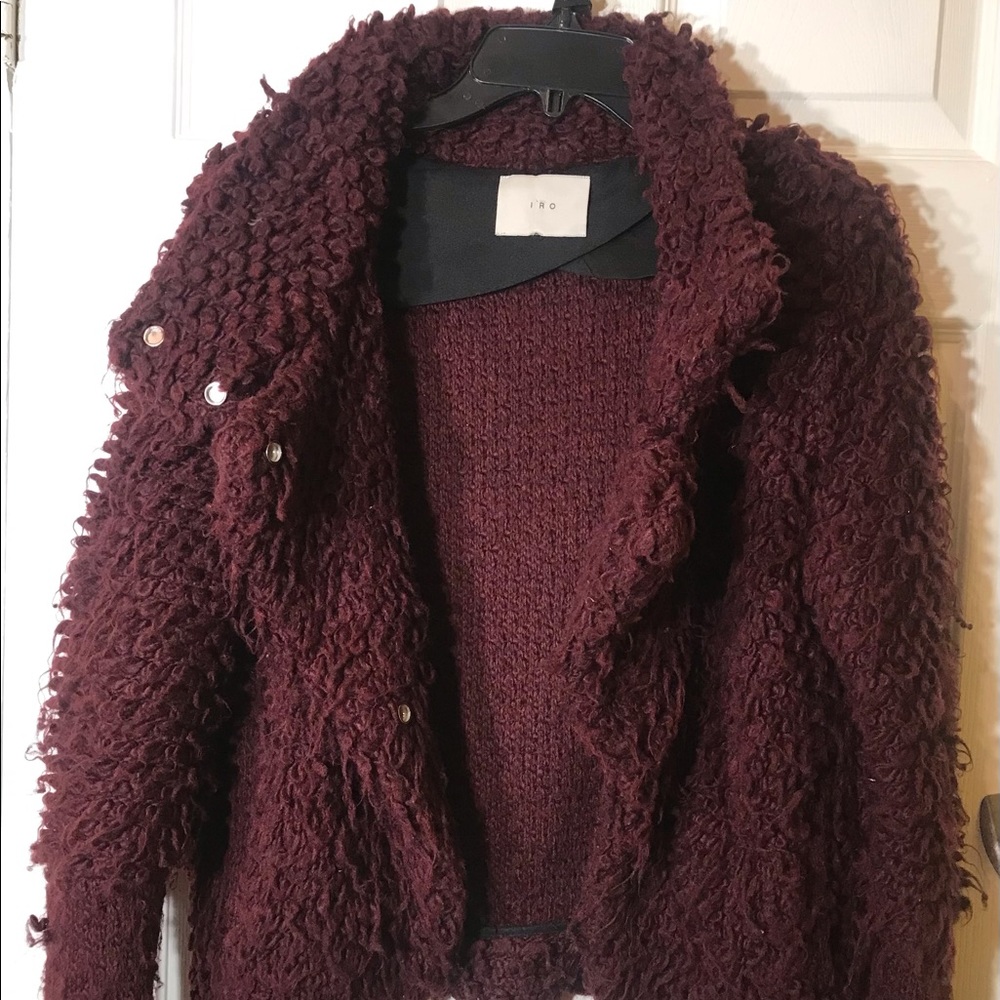 IRO Shaggy Moto Jacket Burgundy